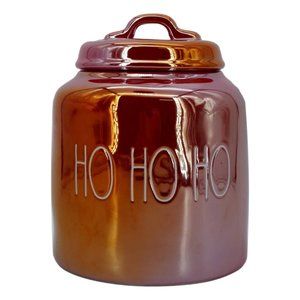 Ho Ho Ho Rae Dunn Brown Iridescent Ceramic Canister Christmas Screw Lid New